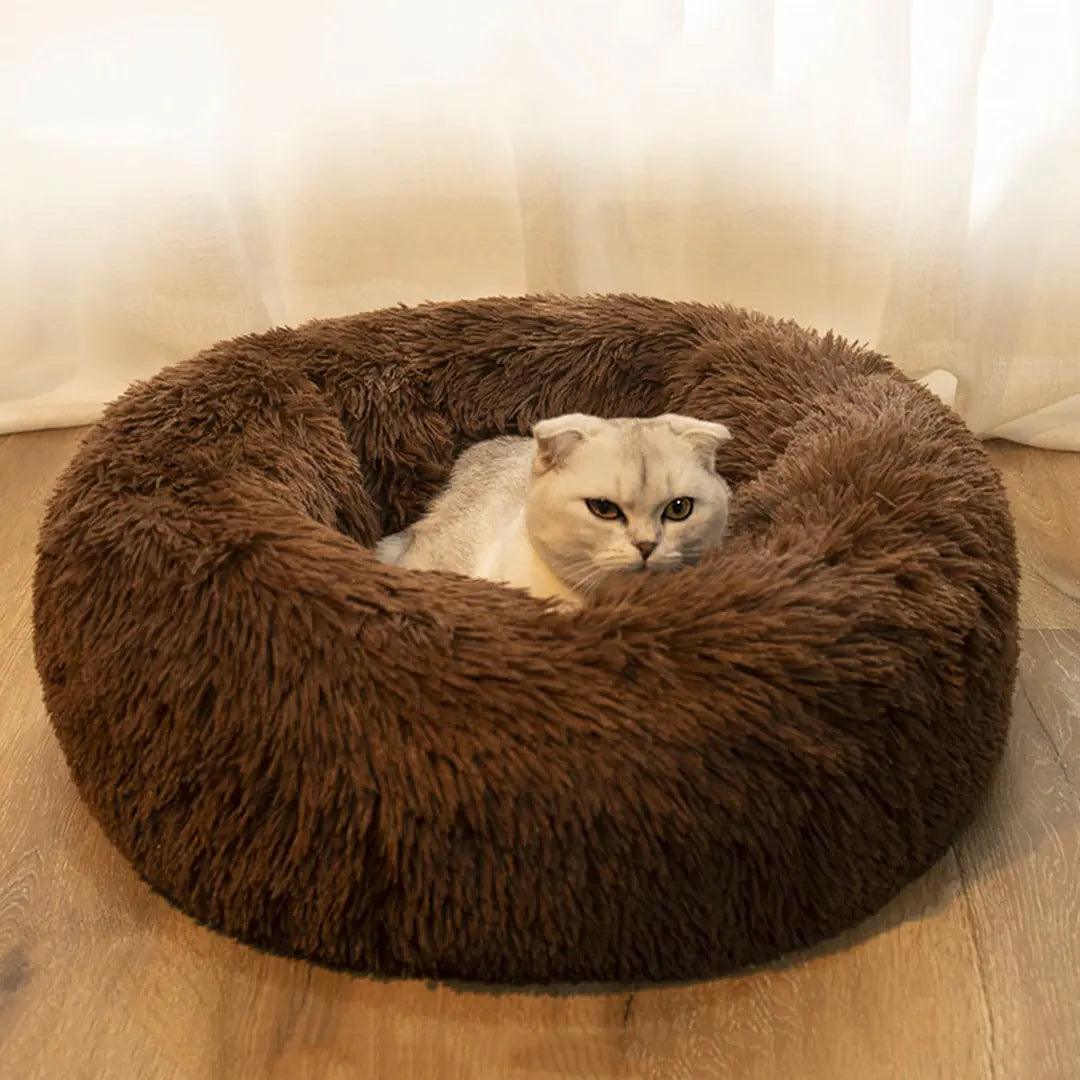 Round Plush Pet Bed - Pet Dreamworld