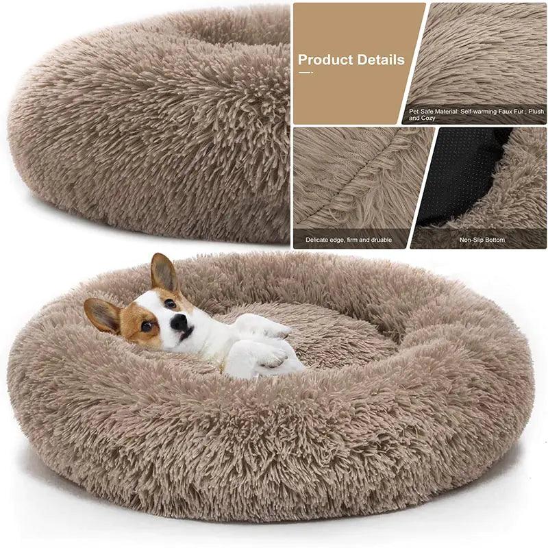 Round Plush Pet Bed - Pet Dreamworld